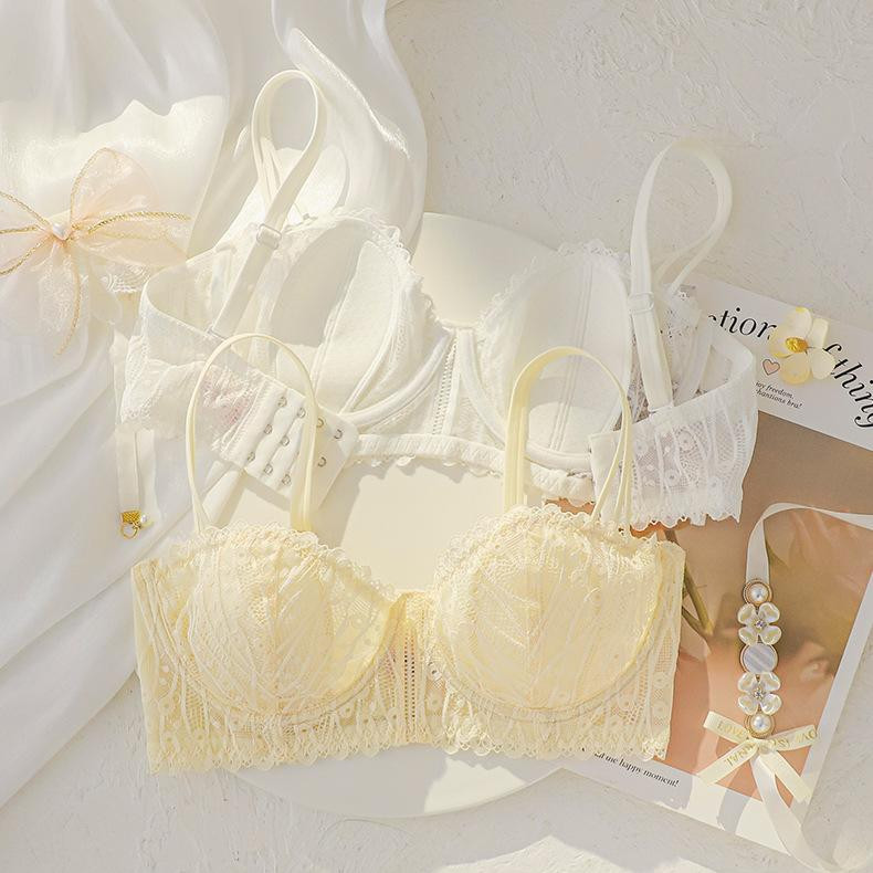 Ren Pháp Siêu Mỏng Tai Thỏ Nửa Cốc Khung Mềm Tập Hợp Áo Ngực Thoáng Khí Gợi Cảm