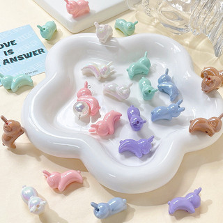 Kem Jelly Đậu Thỏ Dễ Thương Lỗ Thẳng Hạt diy Handmade Rời Hạt Vòng Tay Vòng Cổ Đính Hạt Điện Thoại Di Động Dây Xích Phụ Kiện