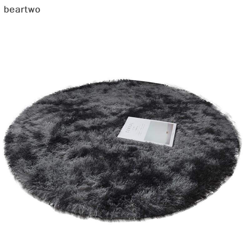< Beartwo > Thảm trải giường lông cừu giả mềm hình tròn có thể giặt được bằng len Thảm đầu giường đẹp