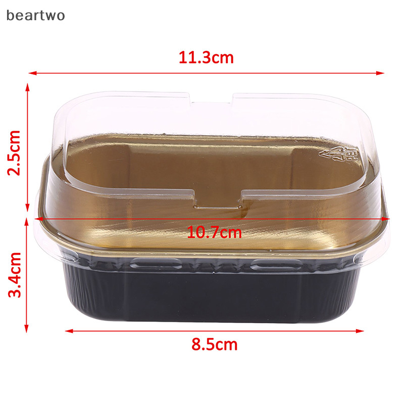 < Beartwo > 10 Cái Khuôn Nướng Bánh Giấy Nhôm Hình Chữ Nhật Có Nắp Dụng Cụ Làm Bánh Ngọt Đẹp