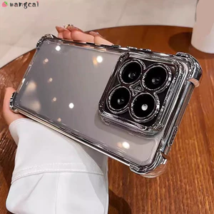 Dành Cho Xiaomi 14 13 13T 12T Pro Xiaomi14 Ốp Điện Thoại Có Ống Kính Máy Ảnh Mạ Sáng Bóng Kinh Doanh Đơn Giản Sang Trọng Trong Suốt Bốn Góc Túi Khí Vỏ Mềm Chống Sốc