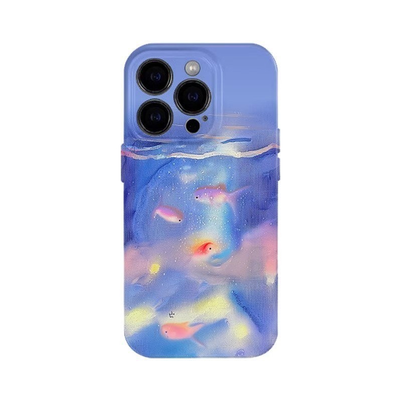 Cá vàng mờ QYJS dùng cho IPhone 11 14 15 PLUS 12 PRO X XR XSMAX SE 7 8 plus 13 14 15 ProMax mẫu thời trang nhỏ tươi mới vỏ cứng bảo vệ chống rơi CSO1