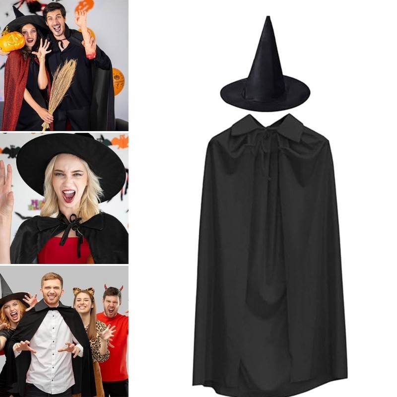 Ppy Halloween Witch Cape Trang phục có mũ phù thủy Halloween Áo choàng phù thủy Trang phục áo choàng phù thủy