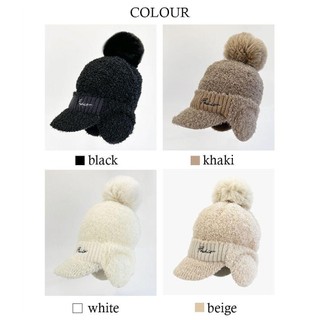 Mũ sang trọng NCE - Bonnet dệt kim giữ ấm bịt tai dành cho phụ nữ