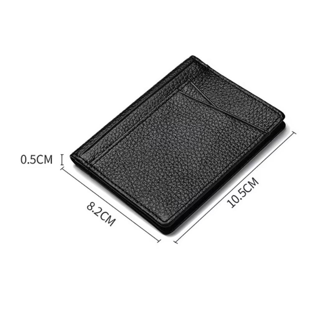 Ví siêu mỏng CPINCP, Ví nam màu đen mỏng, Ví đựng thẻ bền bằng da thật mềm chất lượng cao