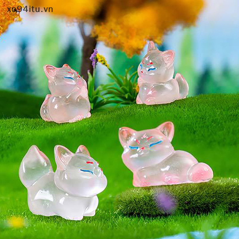 XOITU Hoạt Hình Dễ Thương Dạ Quang Nhỏ Cáo Micro Đồ Trang Trí Thu Nhỏ Các Bức Tượng Nhỏ Sáng Tạo DIY Trang Trí Nhà Phụ Kiện Quà Tặng VN