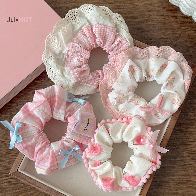 Julyhot Thanh Lịch In Ren Cạnh Rộng Scrunches Dành Cho Nữ Cô Gái Dây Buộc Tóc Ngọt Ngào Dễ Thương Tinh Tế Tóc Thời Trang Phụ Kiện Tóc Quà Tặng Massivedeals