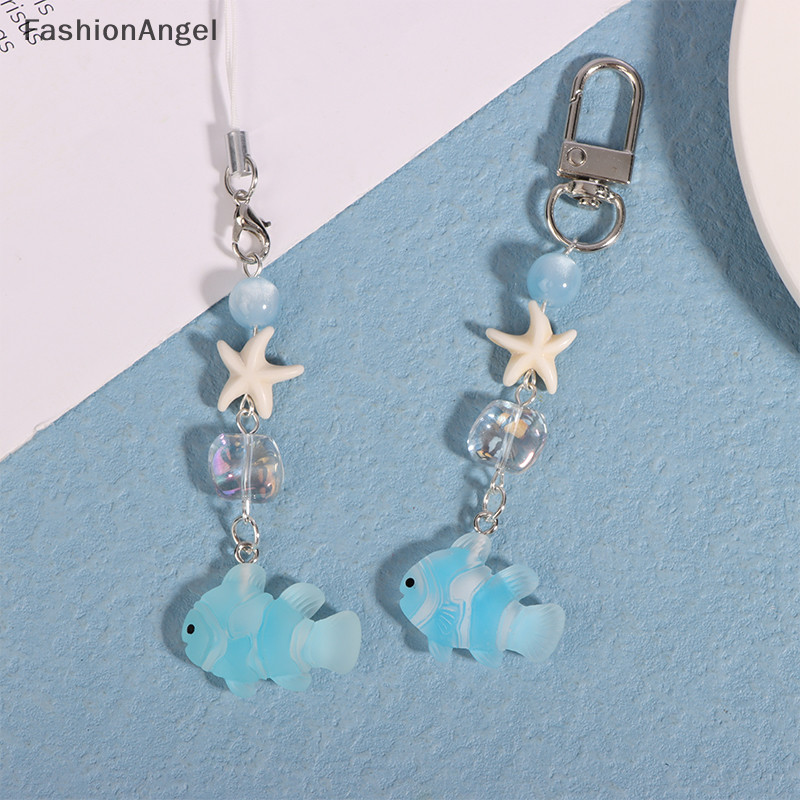FashionAngel Y2K Xanh Biển Cá Sao Biển Điện Thoại Ch Mặt Dây Chuyền Hạt Dễ Thương Handmade Cô Gái Ngọt Ngào Móc Khóa Cho Túi Camera TH