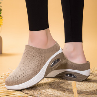Plus Size Nữ Lưới Thoáng Khí Flyknit Giày Slip-on Thể Thao Đế Dày Giày Thể Thao Hàng Có Sẵn Miễn Phí Vận Chuyển