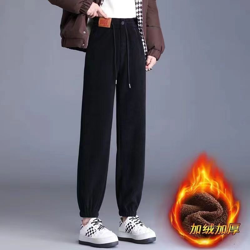 Quần Lông Cừu Dày Nữ Phong Cách Co Giãn Mùa Đông Kích Thước Lớn Eo Có Dây Co Giãn Thích Hợp Cho Bé Gái Béo