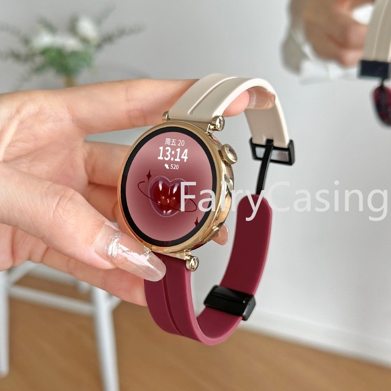 Dây đeo 18mm 20mm 22mm cho Samsung Galaxy Watch 7 6 4 5 Pro bánh răng cổ điển s3 active 2 Sport Silicone Khóa từ tính Huawei Watch GT 4-2-2e-3 Pro Band