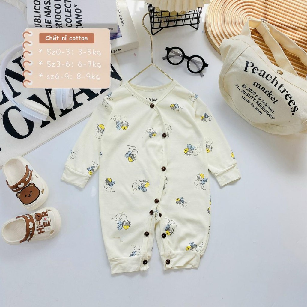 Set 2-3 Bộ Body Dài Tay Nỉ Cotton Thu Đông Cho Bé Sơ Sinh mềm mịn cho bé sơ sinh trai gái 0-9 tháng NC003 Đậu Đậu Store