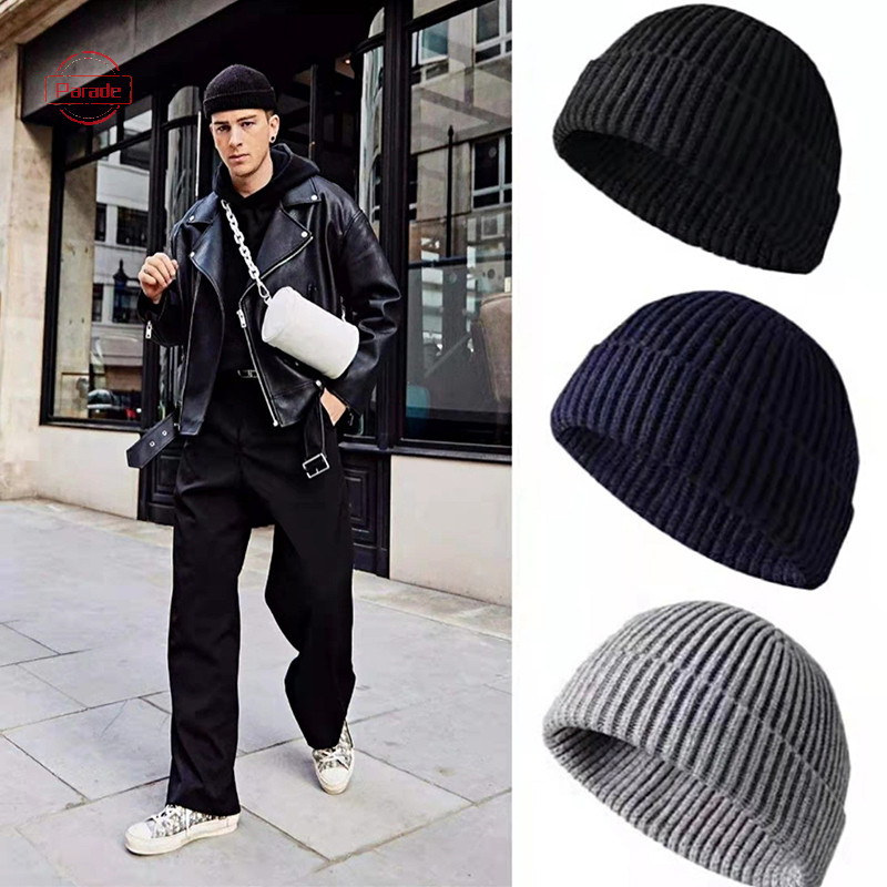 Diễu Hành Mùa Đông Ấm Áp Unisex Len Beanies Mũ Người Cá Mũ Dành Cho Nam Ngắn Đan Đồng Hồ Còng Trawler Mũ Hip Hop Bonnet VN