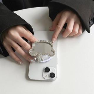 Sliver Phim Hoạt Hình Gương Tròn Từ Tính Giá Đỡ Điện Thoại Cho IPhone 16 15 14 13 12 Pro Max 14 Plus Có Thể Gập Lại Pop Ring Grip Co Giãn Để Bàn Đứng