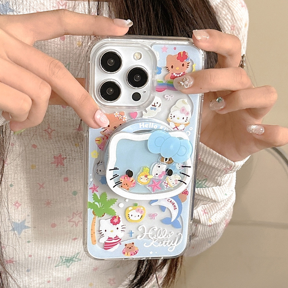 Từ Tính Dễ Thương Cat Có Thể Chảy Giá Đỡ Ốp Lưng Điện Thoại iPhone 17 Pro Max 17 Air 16 Plus 15 14 13 12 11 Bảo Vệ Toàn Diện Vỏ Bảo Vệ Chống Sốc