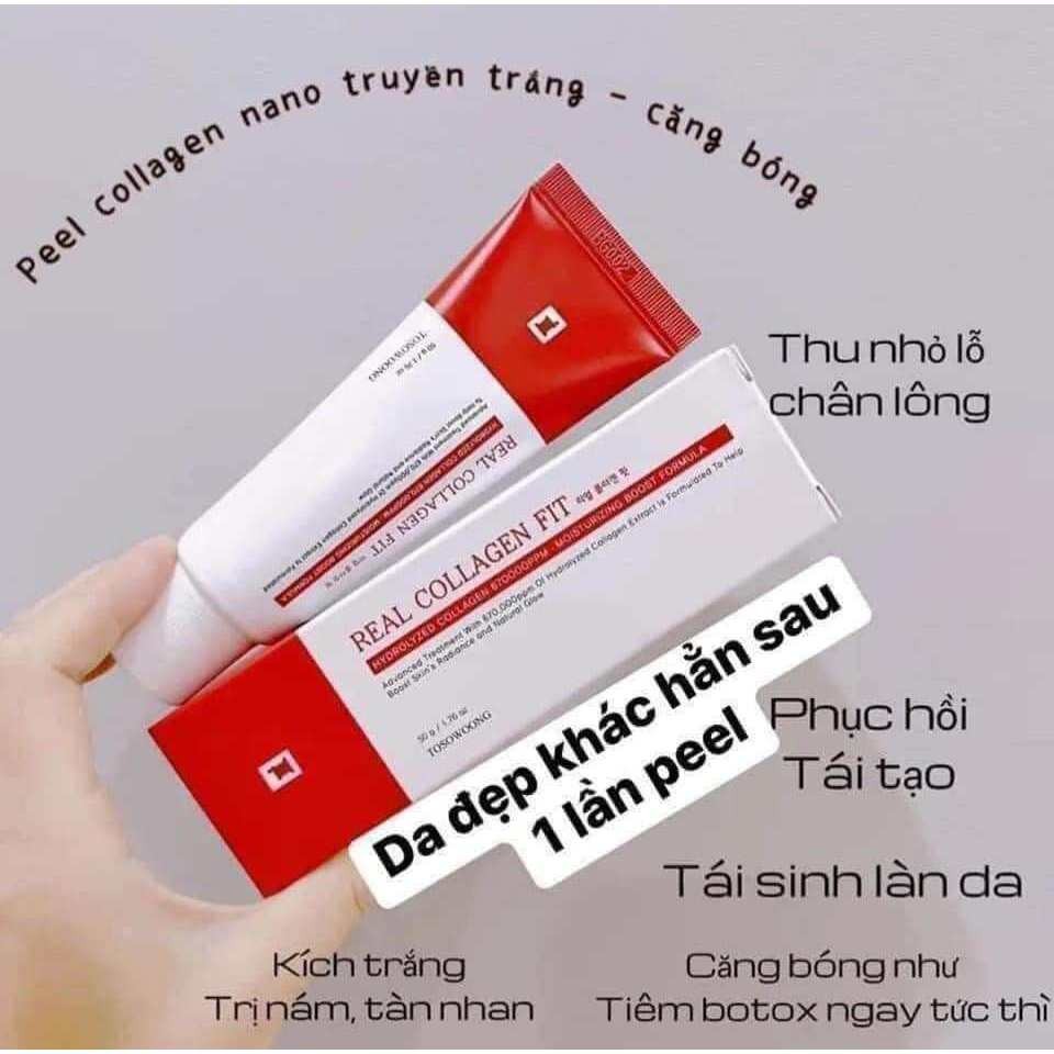 Gel làm sạch d­ưỡng ẩm da TOSOWOONG Real Collagen Fit, 50ml/tuýp - hạn 2028 Hàn Quốc peel collagen tosowoong  IS100