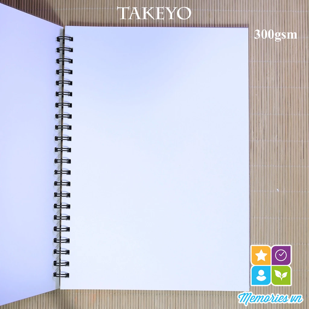 Sổ vẽ TAKEYO ROMANCE A4 300gsm, 200gsm màu nước, marker, gouache, sáp dầu, phấn,mực sổ vẽ sketchbook