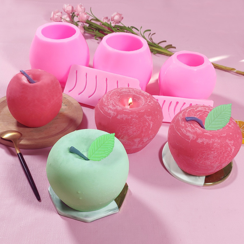 Giáng Sinh Apple Mousse Khuôn Silicon Đêm Giáng Sinh 3D Apple Pháp Trái Cây Mousse Sô Cô La Nến Khuôn Làm Bánh DIY Khuôn