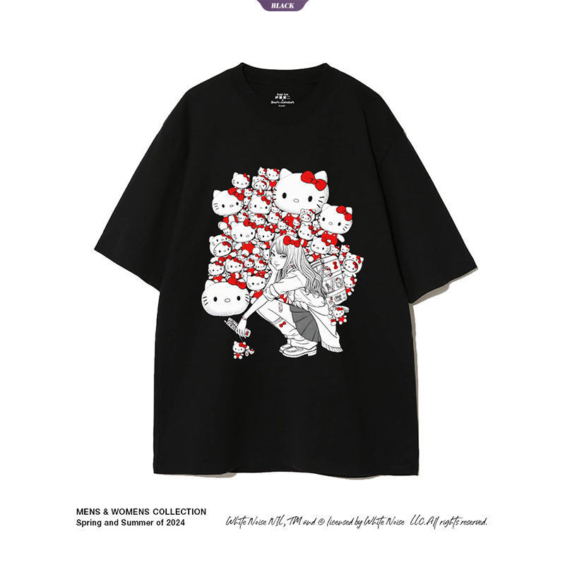 Ito Junji Đồng thương hiệu Sanrio Hello Kitty và Tomie Linkage Áo ngắn tay nam nữ thứ cấp [BL]