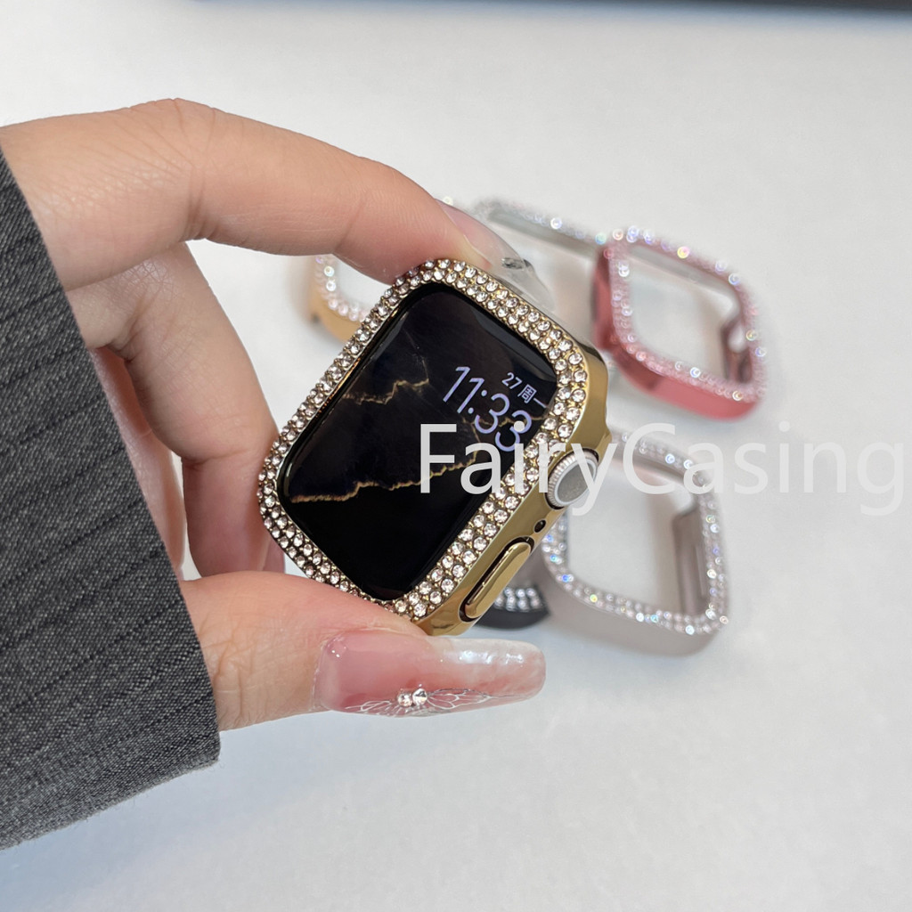 Ốp lưng Bling Diamond S11 cho Apple Watch S10 46mm 42mm 40mm 38mm Vỏ bảo vệ cản trước cho iWatch Series 10 9 8 7 6 5 4 3 ultra 2 49mm 45mm 44mm 42mm 41mm Phụ kiện trang trí