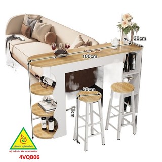 Quầy bar mini kiêm vách ngăn phòng khách nhà bếp 4VQB06 ( Không ghế )- NỘI THẤT LẮP RÁP VIENDONGADV