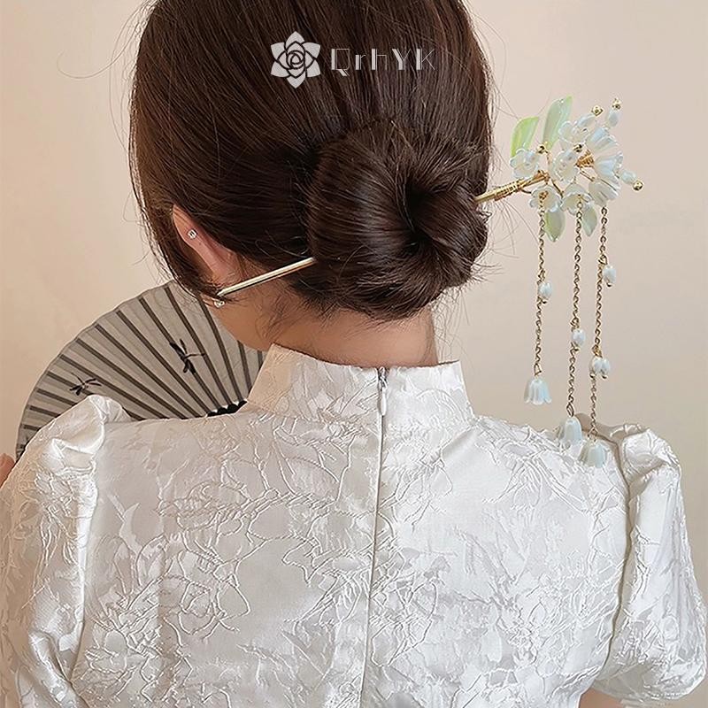 Qrhyk Cổ Điển Trung Quốc Tóc Dính Chân Nữ Hoa Ngôi Sao Tươi Handmade Kẹp Tóc Quyến Rũ Phụ Kiện Trang Sức Đồ Trang Trí Tóc Mới