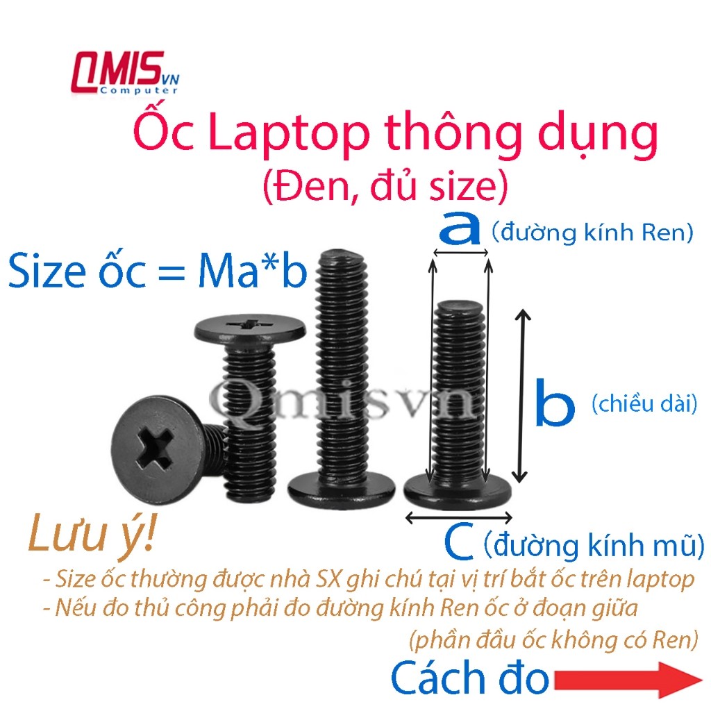Ốc vít Laptop thay thế đủ size - (Màu đen, Gói 10 ốc, đủ size) | Shopee ...