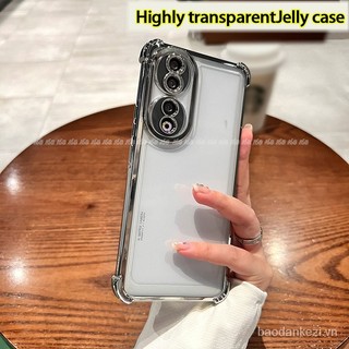 Ốp Honor 90 5g Ốp chống sốc thạch mềm trong suốt với ống kính máy ảnh Ốp điện thoại bảo vệ túi khí dày cạnh mạ điện trong suốt sang trọng bpyf
