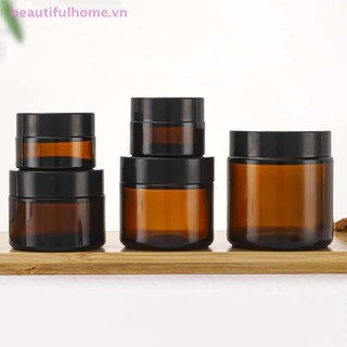 [Beautifulhome] Chai thuốc mỡ có thể đổ lại bằng thủy tinh màu nâu Bình đựng mỹ phẩm rỗng Hộp đựng kem dưỡng da mặt phấn mắt 5 / 10 / 15 / 20 / 25 / 30 / 50 / 60g Chai mẫu [làm đẹp]