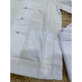set đồ bộ nam màu trắng, pháp phục trắng cho nam