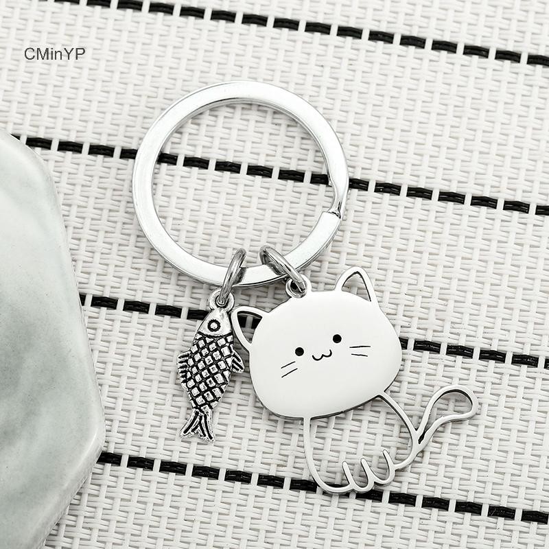 Cyp Vui Hoạt Hình Cá Móc Khóa Túi Cặp Đôi Tình Nhân Thép Không Gỉ Móc Khóa Đáng Yêu Mặt Dây Chuyền Ngày Lễ Valene Vinh Quang Món Quà Trang Sức