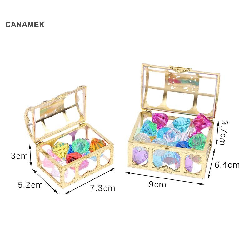 Canamek 1 Bộ Trẻ Em DIY Phụ Kiện Hộp Pha Lê Kho Báu Đồ Chơi Trẻ Em Acrylic Nhiều Màu Sắc Đá Quý Lớn Nhựa Trang Sức CSF