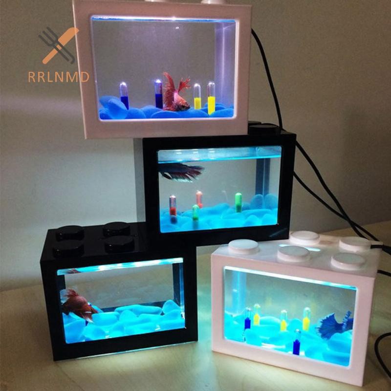 Rrlnmd 2023 Mini Bể Cá Cá Đèn Điều Khiển Màu Tròn AquariumMini Cá Ánh Sáng Trang Trí Nhà Cửa Bể Cá Accessorie MỚI