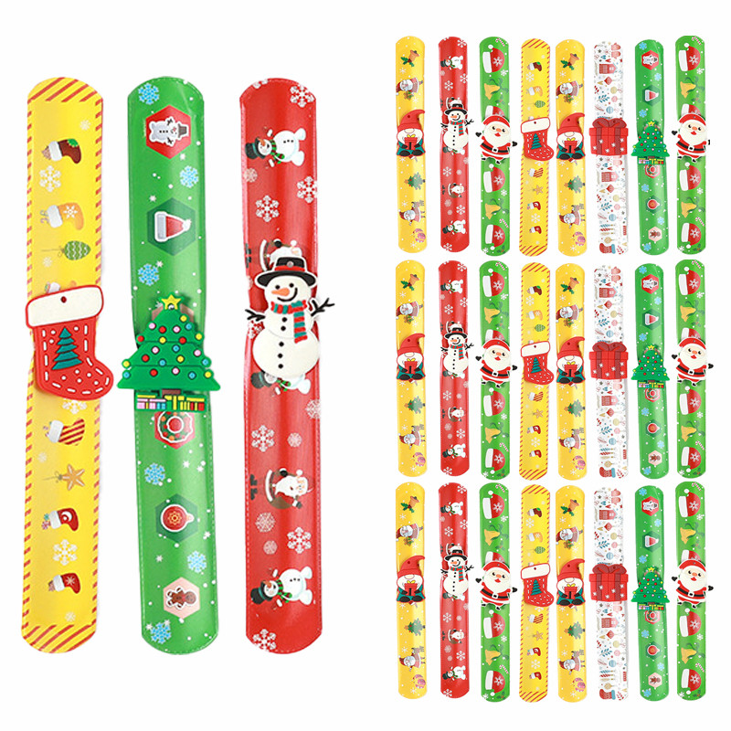 3d Cây Giáng Sinh Hoạt Hình Ông Già Noel Trẻ Em Happy Dây Đeo Tay Đồ Chơi Dự Tiệc Slap Vòng Tay