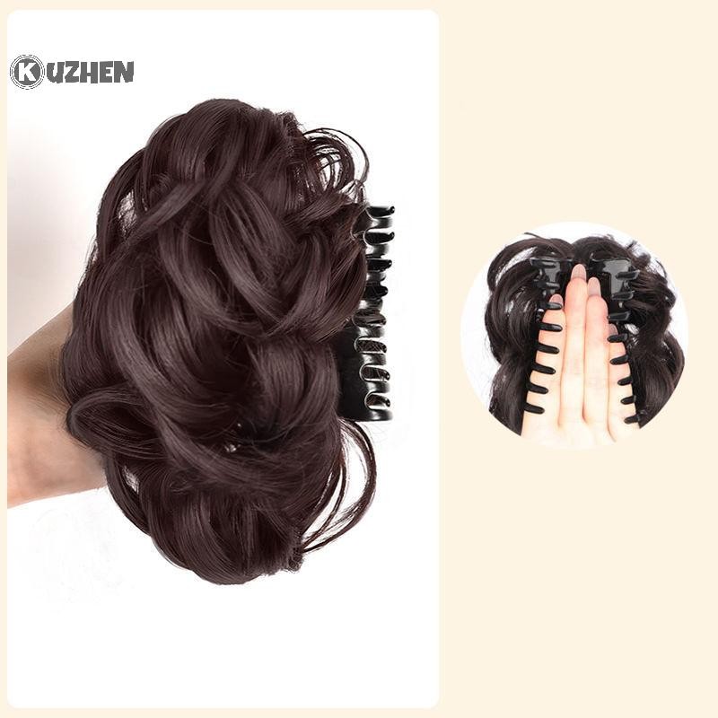 Kuzhen tóc giả búi tóc tổng hợp cho nữ, kẹp móng, tăng độ phồng đuôi ngựa, dùng hàng ngày hoặc dự tiệc, kiểu dáng sống động