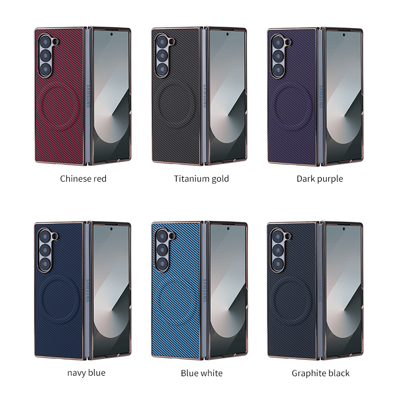 Ốp Điện Thoại Mạ Điện Cho Samsung Galaxy Z Fold 6 5 4 3 Fold6 Fold5 Fold4 Fold3 5G Vỏ Bảo Vệ Bằng Sợi Carbon
