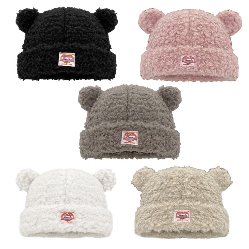 Dasbsug Thời Trang Gấu Tai Beanies Nón Cho Nhiều Đầu Kích Thước Mùa Đông Thu Áo Chui Đầu Lâu Nón Unisex Mũ Đội Đầu Cho Thường Ngày
