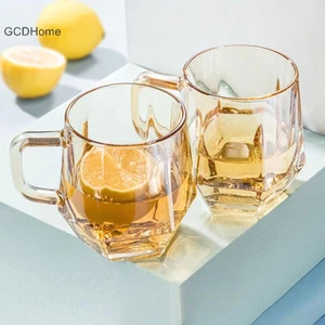 GCDHome 280ml Màu Trơn Top Thiết Kế Sang Trọng Cốc Thủy Tinh Gia Đình Có Tay Cầm Bộ Phòng Khách Khách sạn Trà Cốc HOT