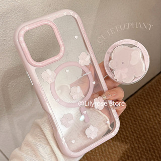 Ốp Lưng Cho iPhone 11 12 13 14 15 16 Pro Max Apple iPhone Case 14Plus 15Plus 16Plus Chống Rơi Trong Suốt Từ Điện Thoại Cầm Màu Hồng
