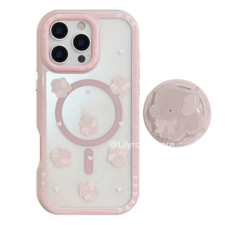 Ốp Lưng Cho iPhone 11 12 13 14 15 16 Pro Max Apple iPhone Case 14Plus 15Plus 16Plus Chống Rơi Trong Suốt Từ Điện Thoại Cầm Màu Hồng