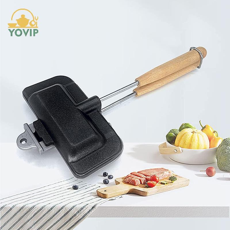YOVIP 1 Chảo Sandwich Hai Mặt Chống Dính Di Động Có Thể Gập Lại Nướng Chiên Chảo Cho Bánh Mì Nướng Máy Ăn Sáng Máy Làm Bánh Pancake VN
