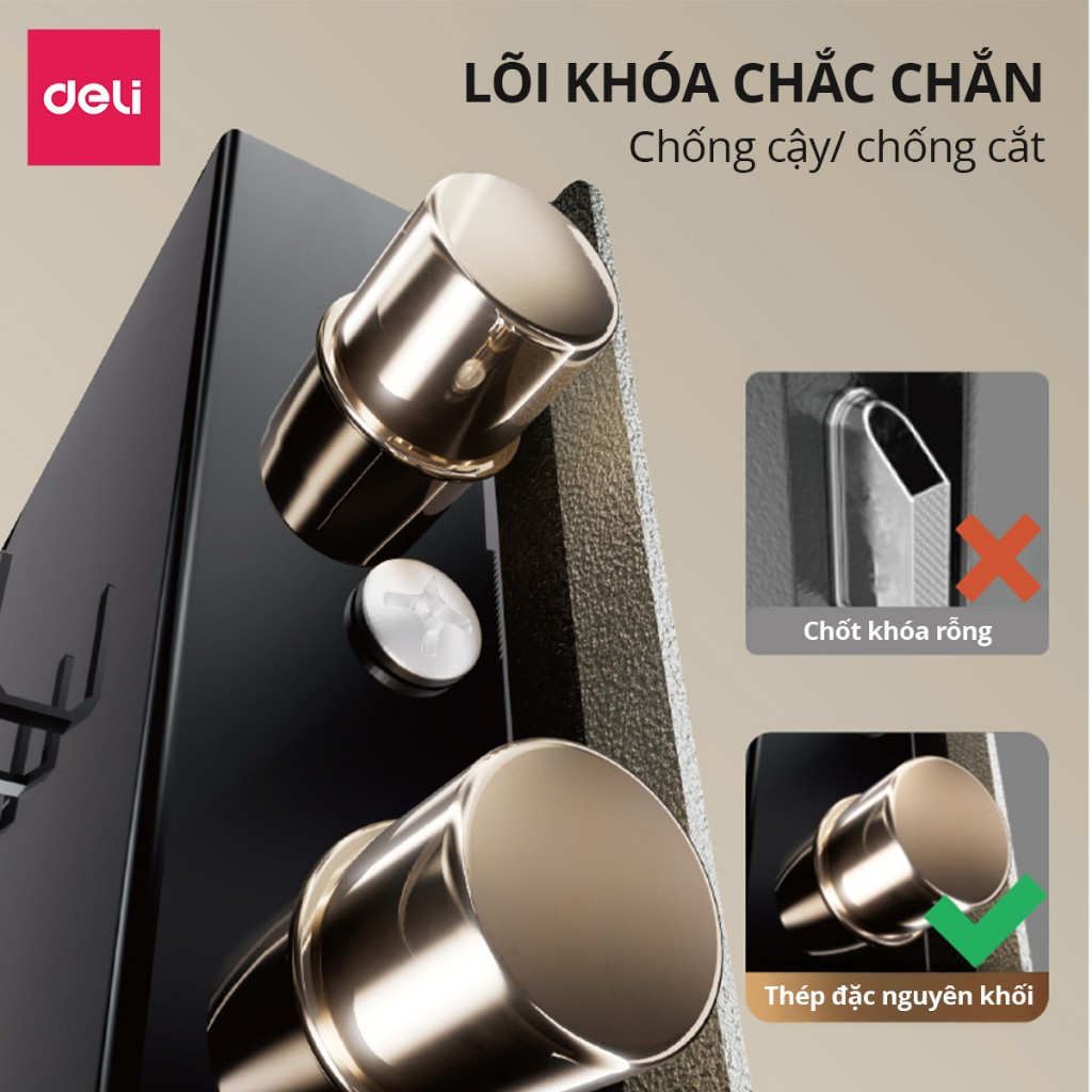 [TẶNG PIN] Két Sắt Mini Deli, Két Sắt Khóa Số Điện Thử Thông Minh Thiết Kế Nhỏ Gọn Chống Gỉ