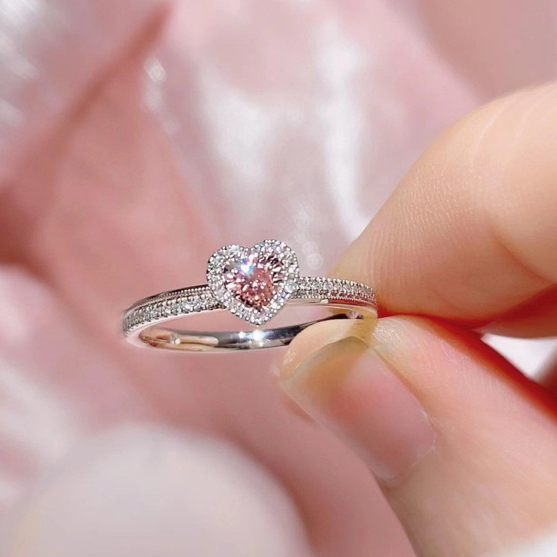 Nhẫn mở trái tim tình yêu bằng bạc 925 dành cho nữ Thiết kế thích hợp Ánh sáng sang trọng