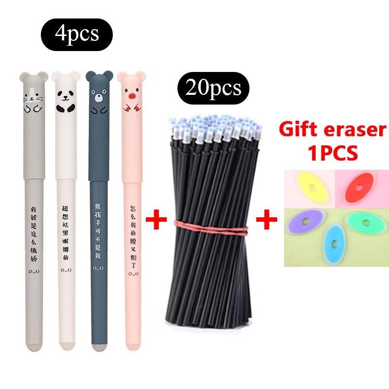 Bộ Bút Gel Xóa Được 25 Chiếc 4 Bút 20 Đổ Đen Xanh Trường Văn Phòng Viết Văn Phòng Phẩm Mịn