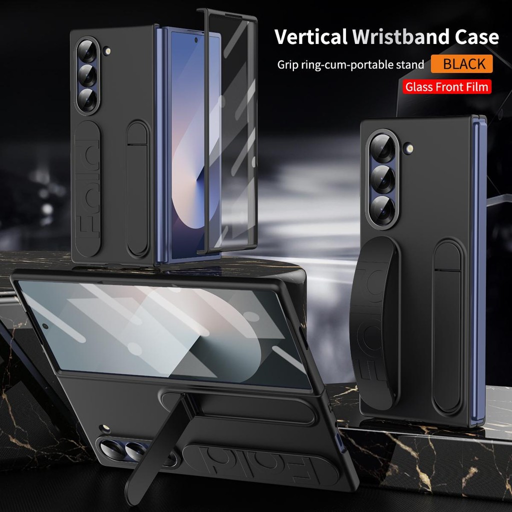 Dây đeo cổ tay có thể gập lại Funda Thích hợp cho Samsung Galaxy zfold7 Z Fold 6 4 5 3 Vỏ điện thoại Fold6 5G Kính trước Bảo vệ ống kính PC Vỏ nhựa Capa