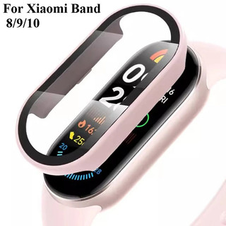 Kính Cường Lực + Vỏ Cho Xiaomi Band 10 Matte Cứng PC Ốp Lưng Bảo Vệ Màn Hình Cho Xiaomi Band 9 8 Vỏ Đồng Hồ Thông Minh Phụ Kiện