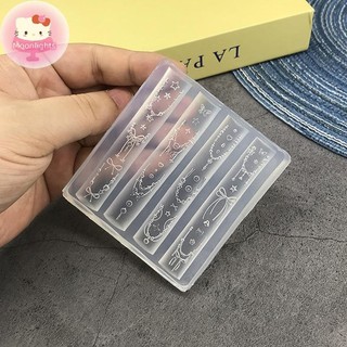 Moonlights Hoạt Hình Silicon Móng Tay Hạt Dây Xích Khắc Nơ Khuôn Trang Trí Móng Tay Thiết Kế DIY Lập Thể Tấm Dập Dụng Cụ Làm Móng Tay EN
