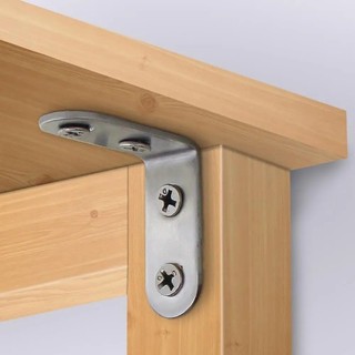 Nẹp góc hình chữ L bằng thép không gỉ - Giá đỡ góc phải 90 độ có vít - dành cho kệ gỗ, ghế, bàn, 10 / 20 / 30 / 50 bộ