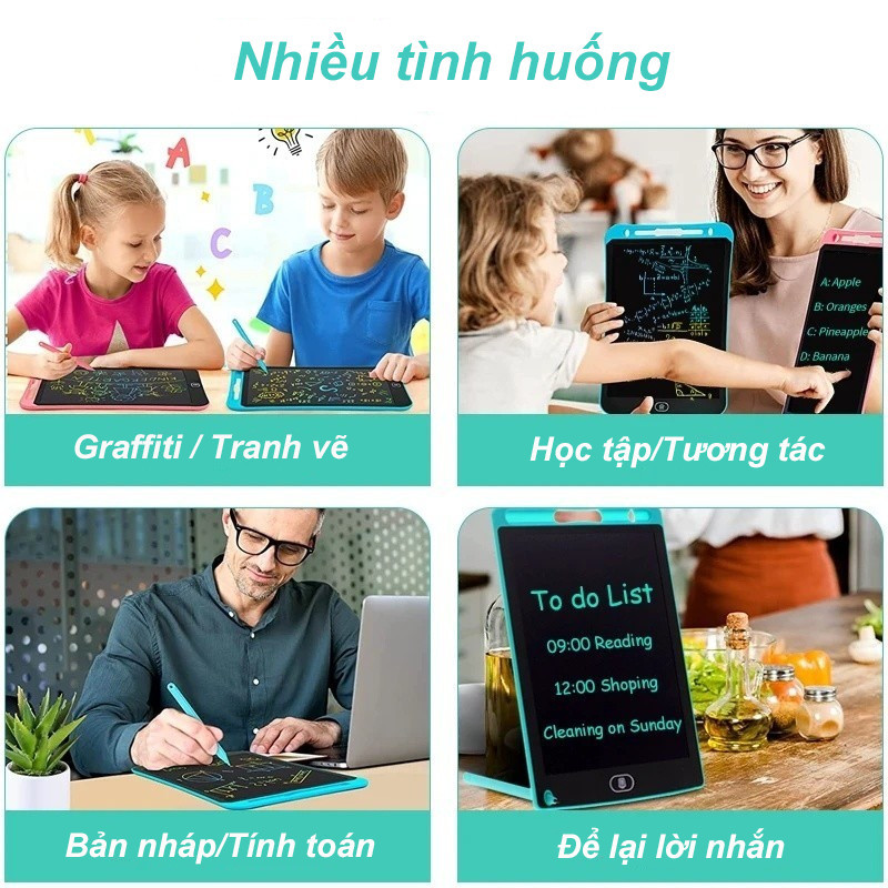 Bảng viết thông minh LCD tự xóa 12inch, 8,5 inch không bụi mịn an toàn cho bé Đồ Chơi Giáo Dục