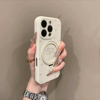 Dễ Thương Nơ Sóng Điểm Từ Giá Đỡ Điện Thoại Di Động iPhone16 15 14 13 12 11 Pro Max Chống Sốc Bảo Vệ Camera Chống Rơi Ốp Lưng Mềm